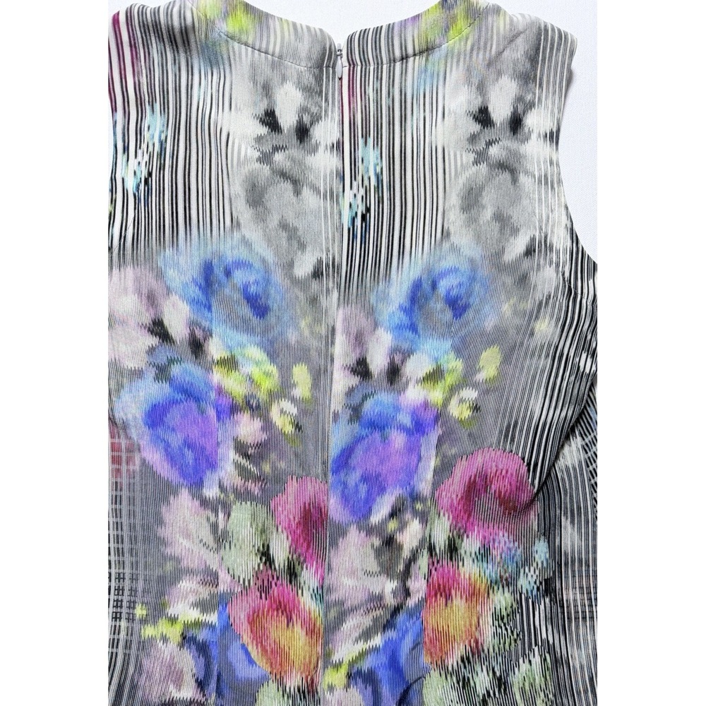 Nanette Lepore Silk Blouse Women 4 Multi Color Good Floral Artistic Sleeveless - Picture 9 of 11